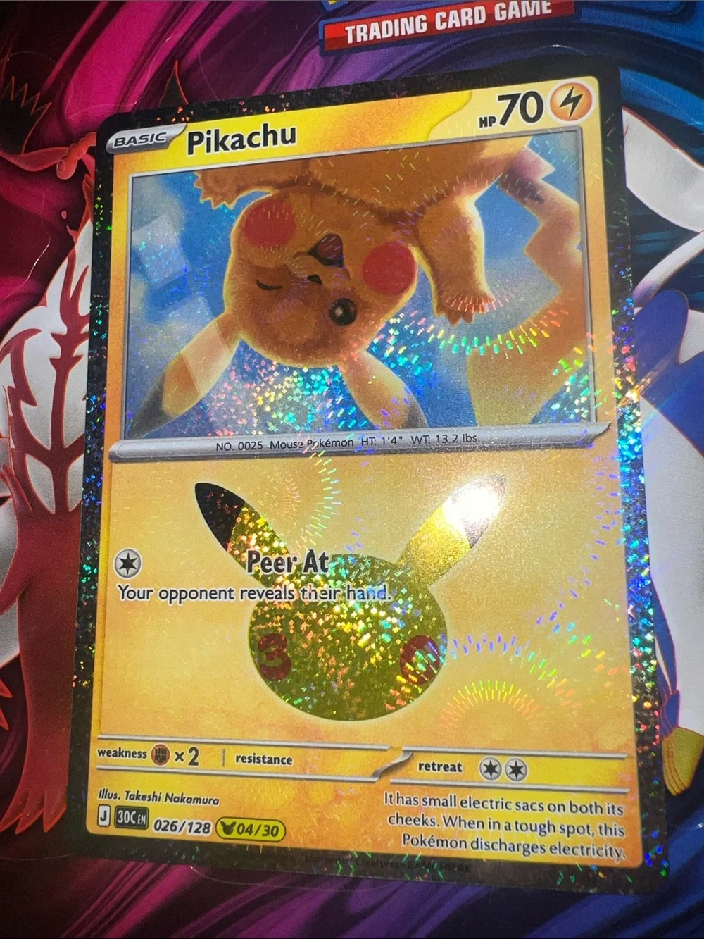 Pokemon Pikachu Holographic Yellow Gold Foil Trading Card